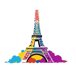 Eiffel Tower Colorful Artwork PNG 18 PNG