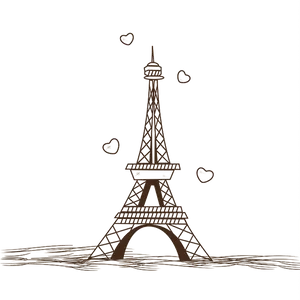 Eiffel Tower Illustration Love Hearts PNG