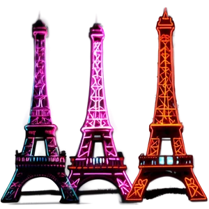 Eiffel Tower Neon Lights PNG Ktm