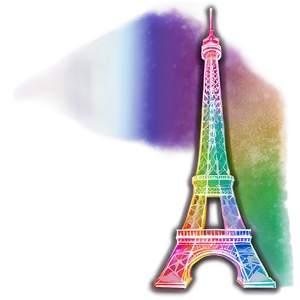 Eiffel Tower Rainbow Effect PNG Buc24