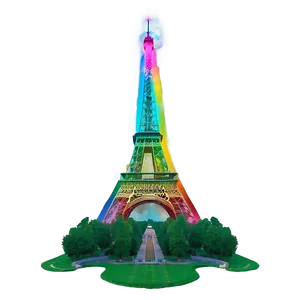 Eiffel Tower Rainbow Effect PNG Rky