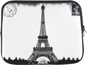 Eiffel Tower Stamped Pouch Design PNG image