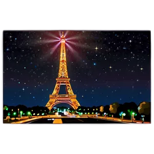 Eiffel Tower Under Starry Night PNG 58