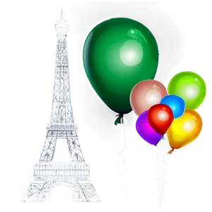 Eiffel Tower With Balloons PNG 05212024