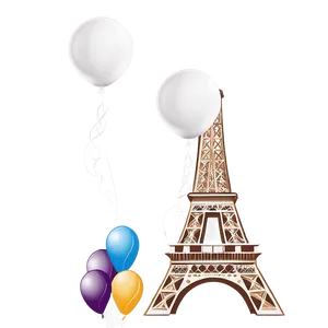 Eiffel Tower With Balloons PNG Sof