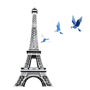 Eiffel Tower With Birds PNG 05212024
