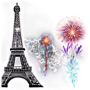 Eiffel Tower With Fireworks Background PNG 05212024