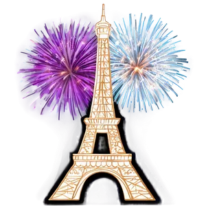 Eiffel Tower With Fireworks Background PNG 8 PNG