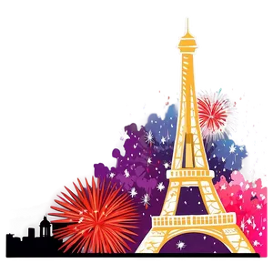Eiffel Tower With Fireworks Background PNG Put9 PNG