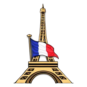 Eiffel Tower With French Flag PNG 05212024