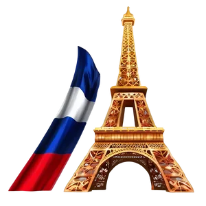 Eiffel Tower With French Flag PNG 8