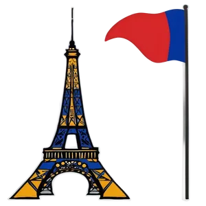 Eiffel Tower With French Flag PNG Tea