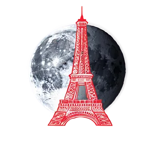 Eiffel Tower With Full Moon PNG Vbs65 PNG