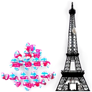 Eiffel Tower With Tourists PNG 05212024