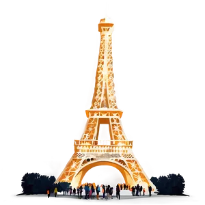 Eiffel Tower With Tourists PNG Jxh