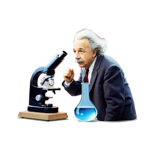 Einstein And Microscope PNG Hsg