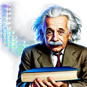Einstein With Books PNG Off
