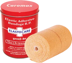 Elastic Adhesive Bandage Containerand Roll PNG image