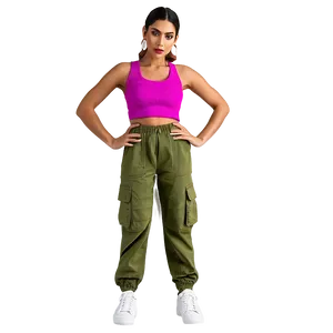 Elastic Waist Cargo Pants PNG Mjm58 PNG