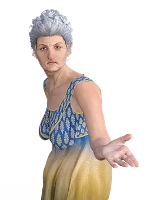 Elderly Anime Style Woman Gesture