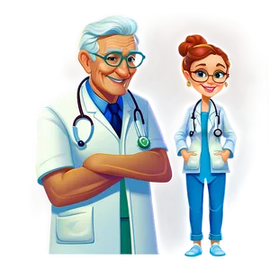Elderly Cartoon Doctor PNG Uyj