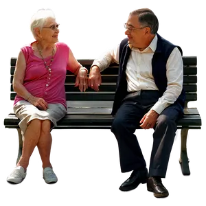 Elderly Couple On Bench Png 06252024 PNG image