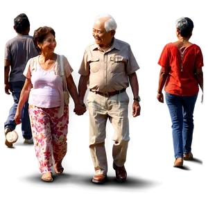 Elderly Couple Sunset Walk PNG 06252024 PNG