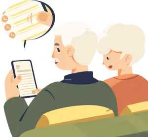 Elderly Couple Using Smartphone PNG image