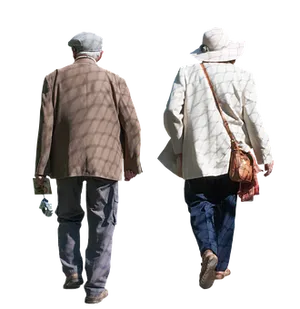 Elderly Couple Walking Together PNG image