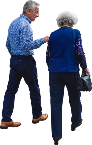 Elderly Couple Walking Together.png PNG image