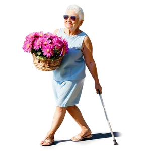 Elderly Lady With Flowers PNG 06252024 PNG