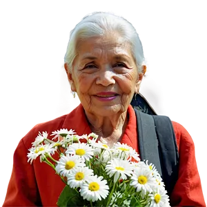 Elderly Lady With Flowers PNG Alv PNG
