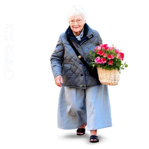 Elderly Lady With Flowers Png Eul82 PNG image