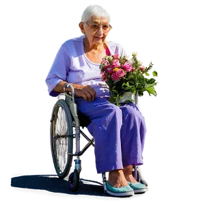 Elderly Lady With Flowers Png Jkp31 PNG image