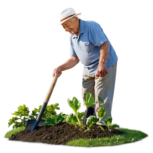 Elderly Man Gardening PNG 06252024 PNG