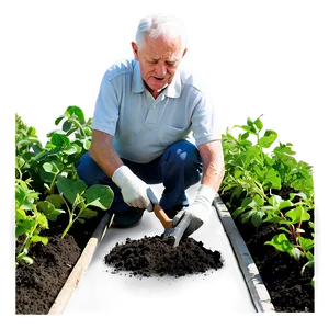 Elderly Man Gardening Png Eff PNG image