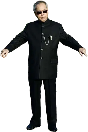 Elderly Man Thug Life Pose PNG
