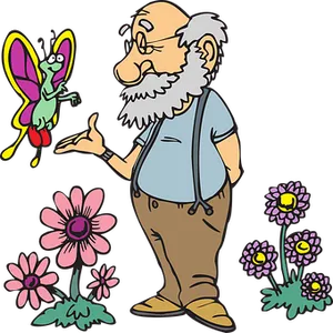 Elderly Manand Friendly Bug