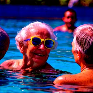 Elderly People Enjoying Swim Png 06262024 PNG image