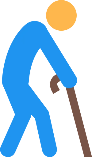 Elderly Person Walkingwith Cane Icon PNG