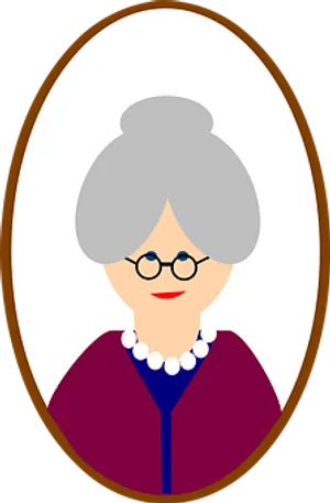 Elderly Woman Cartoon Portrait PNG image