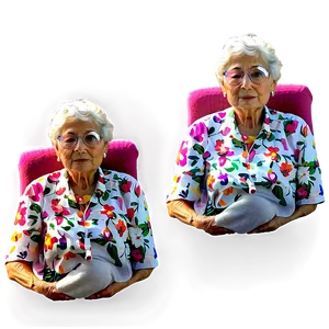 Elderly Woman Twin Portraits PNG
