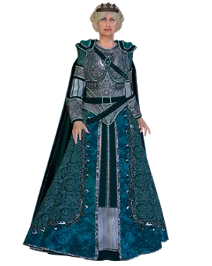 Elderly Womanin Fantasy Armor Costume PNG image