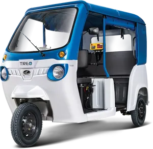 Electric Auto Rickshaw Blueand White PNG image