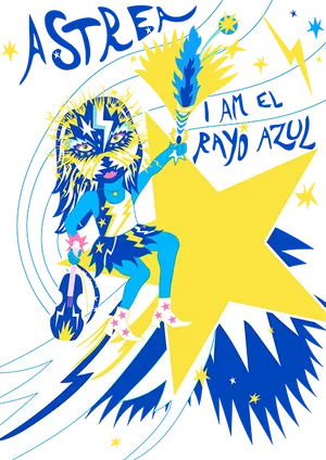 Electric Azul Warrior Illustration PNG image