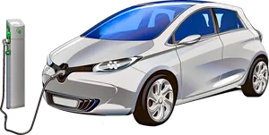 Electric Car Charging Station Illustration