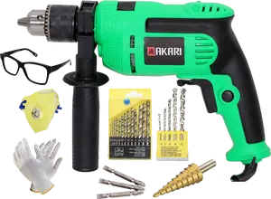 Electric Drilland Accessories Set PNG image