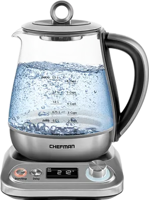 Electric Glass Kettle Chefman PNG image