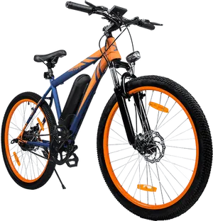 Electric Mountain Bike Orange Blue PNG image