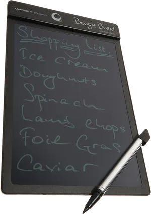 Electronic Boogie Boardwith Shopping List PNG
